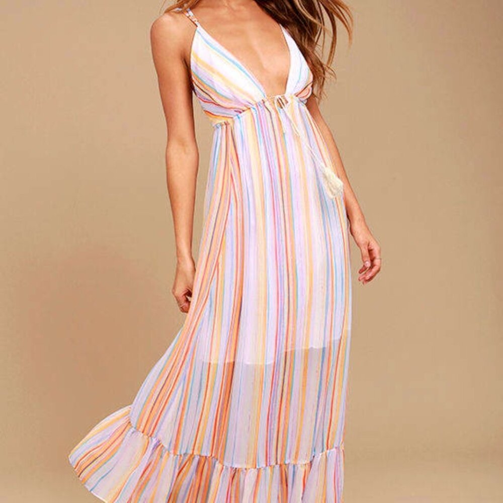 Free People These Days Candy Stripe Maxi Dress Size Small